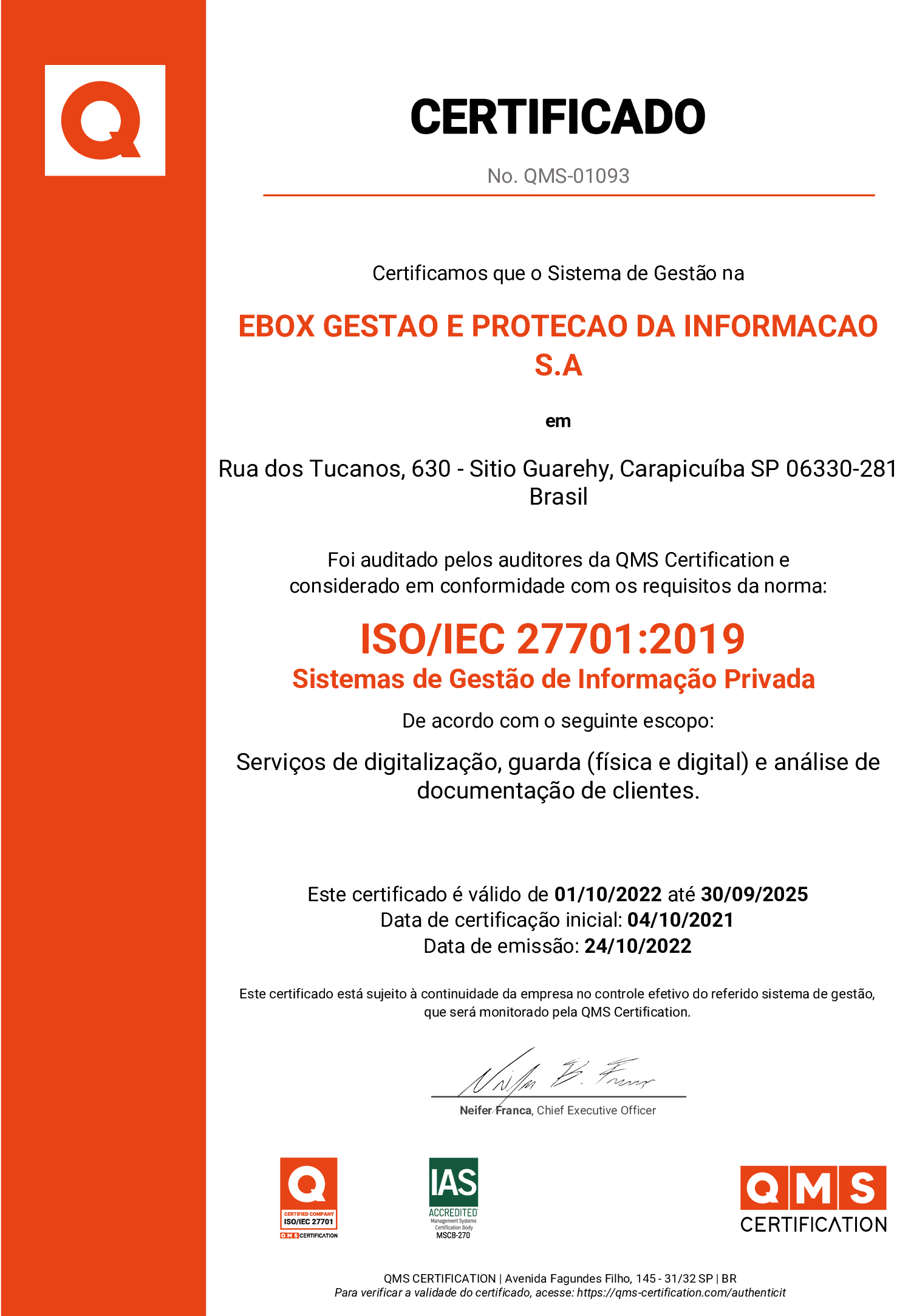 eBox - Certificação 27701